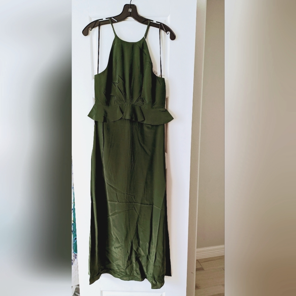 Zimmermann gathered silk crepe de chine peplum midi dress